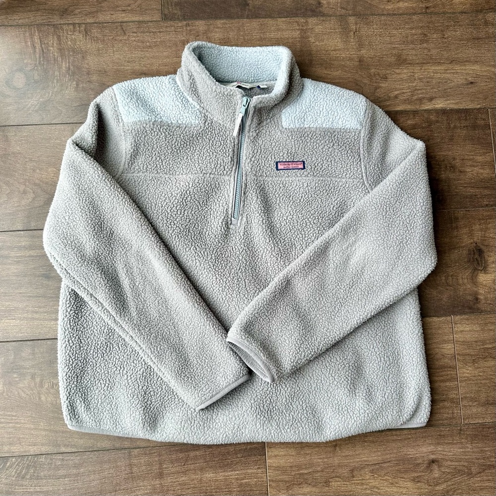 Vineyard Vines Tonal Sherpa Relaxed Shep Shirt - Size: XL - Gray 1/4 Zip Fleece